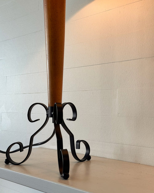 Pair of table lamps with wrought metal spiral feet