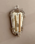 c1940s Murano Venetian wall sconce candle holder mirror with engravings of a lady amongst flowers