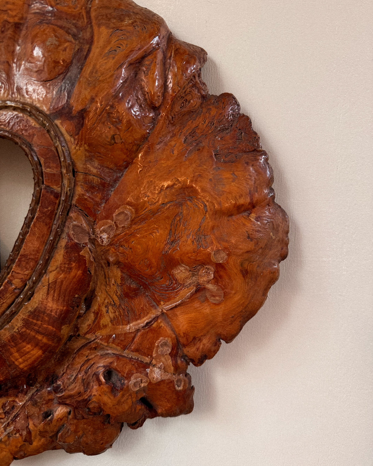 Burl wood with heart cutout