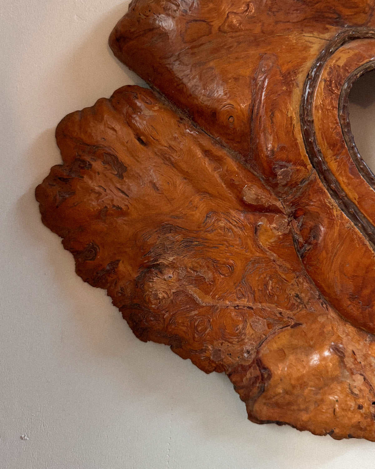 Burl wood with heart cutout