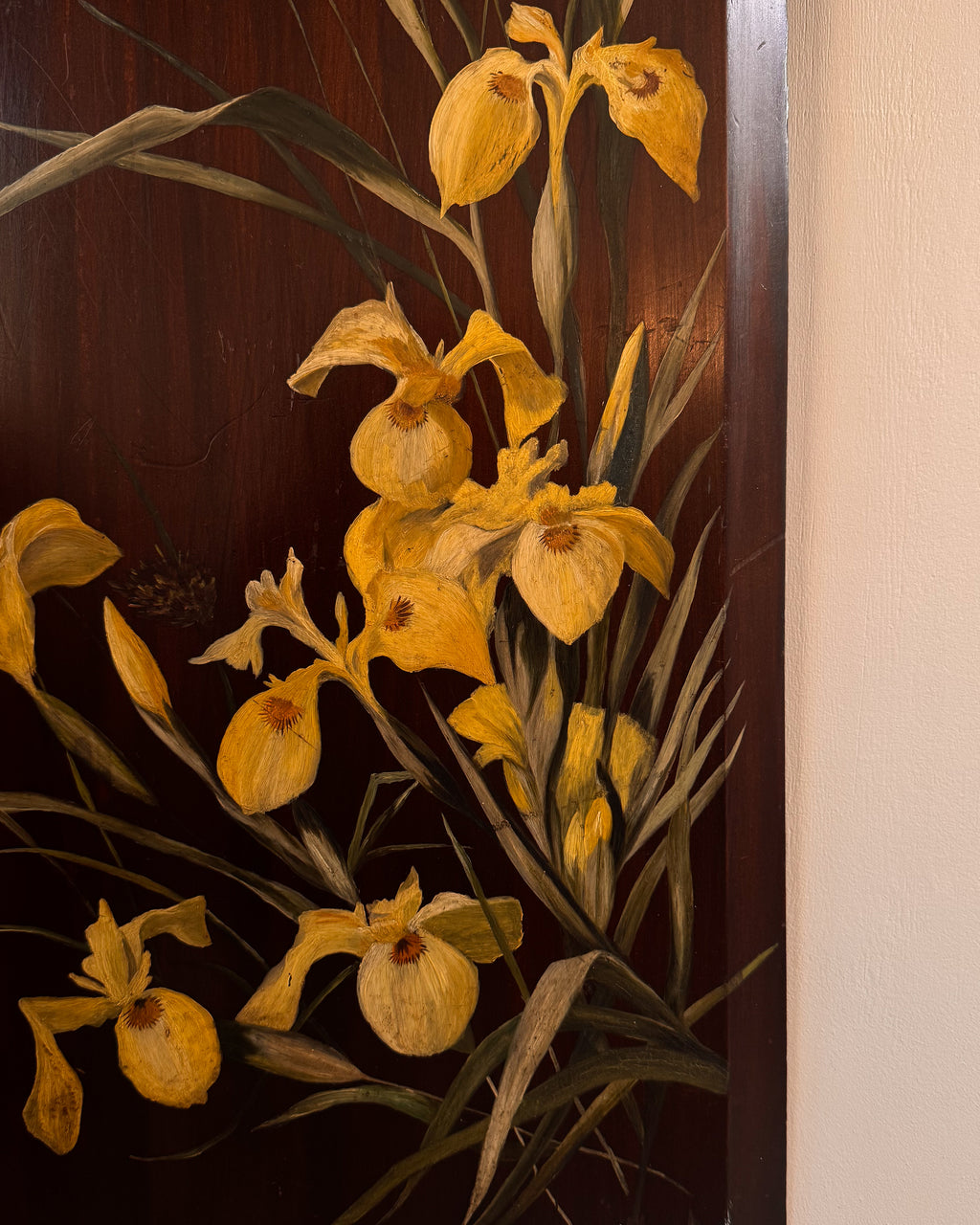 Floral painting on bevelled wood panel wall hanging (2 of 2)