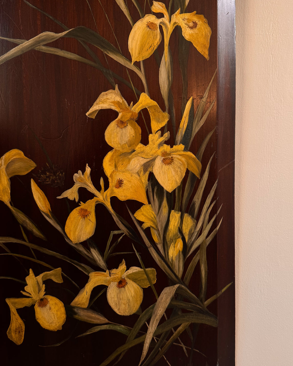 Floral painting on bevelled wood panel wall hanging (2 of 2)