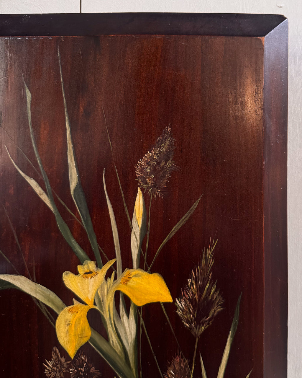 Floral painting on bevelled wood panel wall hanging (2 of 2)
