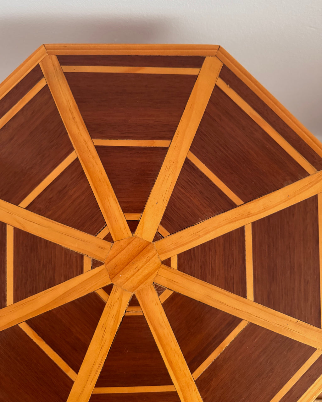 Octagonal wood marquetry table