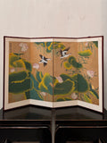Japanese hand painted four panel folding screen wall hanging