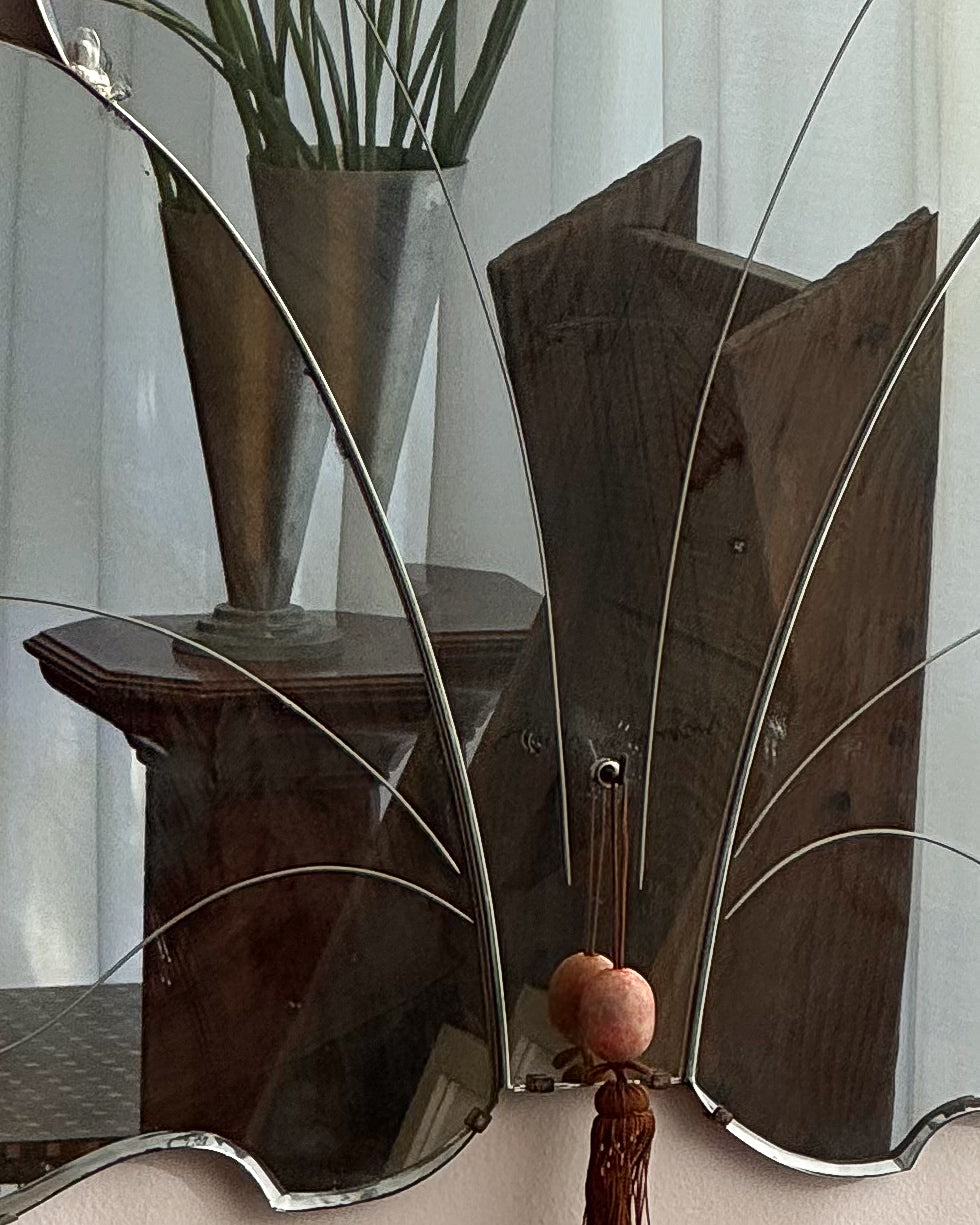 Art deco flower shaped wall mirror