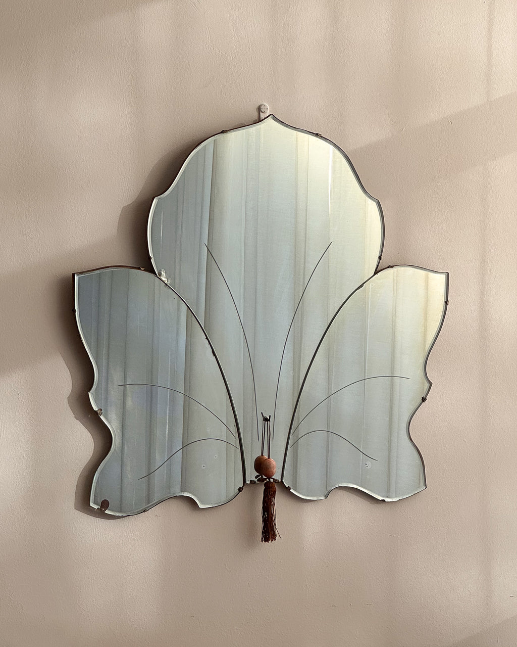 Art deco flower shaped wall mirror