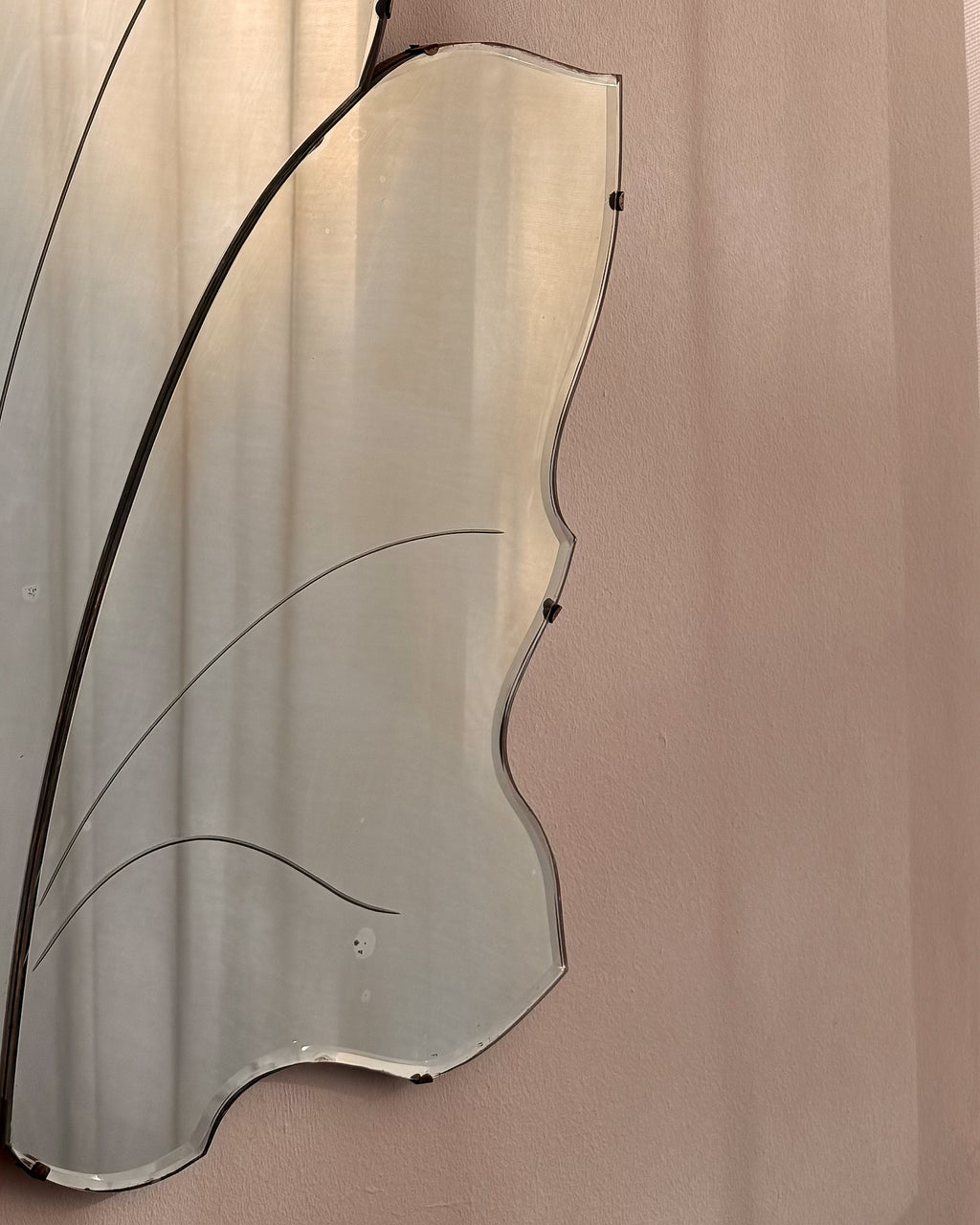 Art deco flower shaped wall mirror