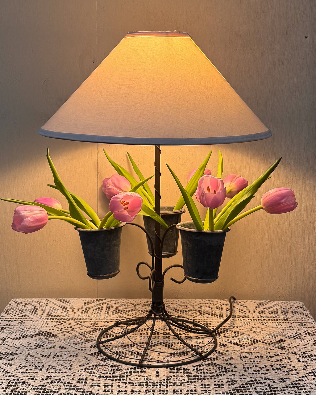 French wire lamp with 3 vessels