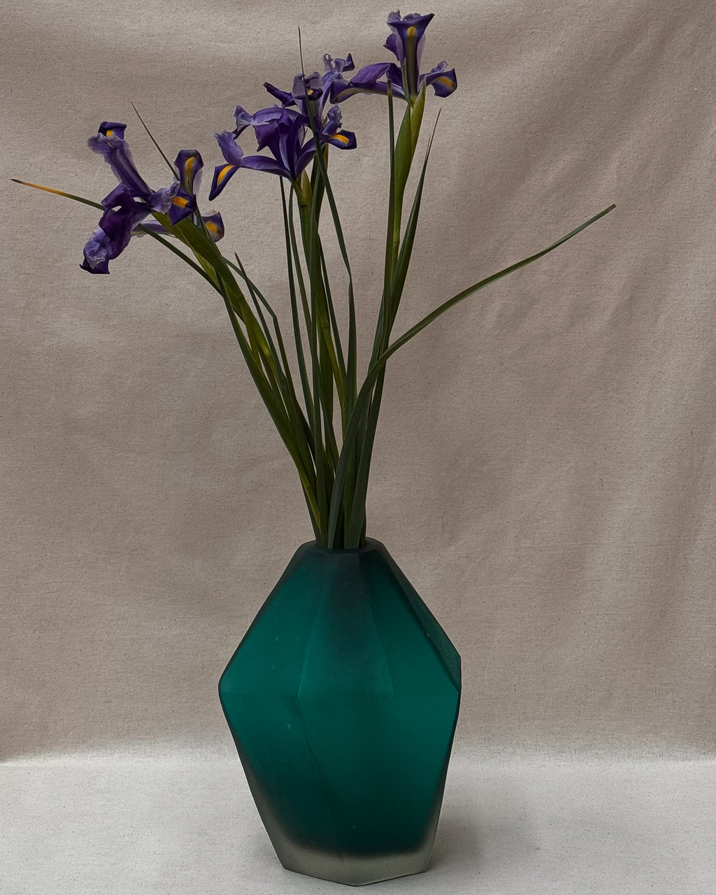 Gem shaped vase in turquoise green