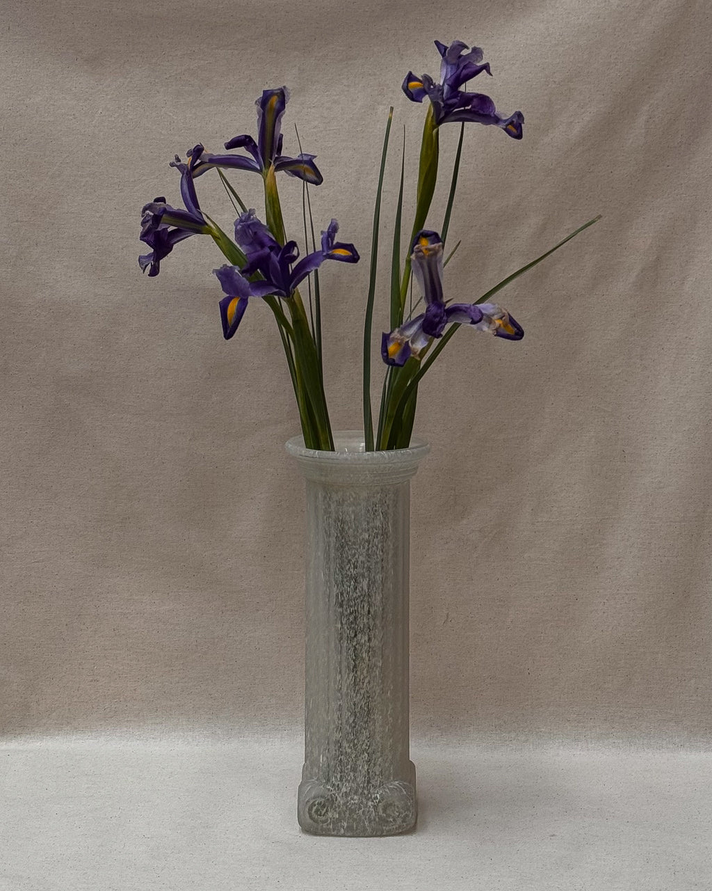 Scavo glass Corinthian column form vase