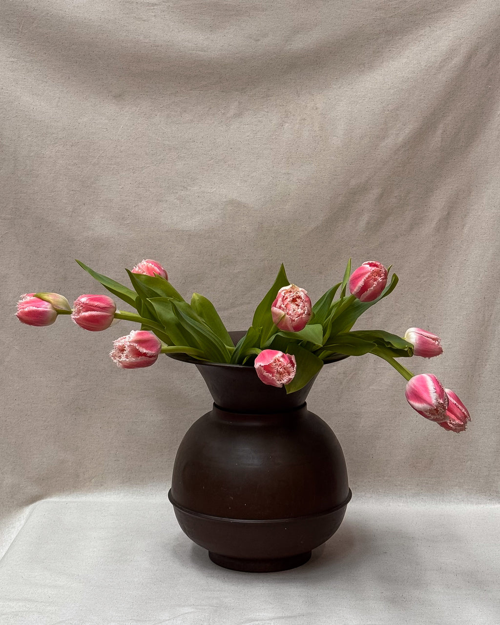 Copper vase pot with tapered neck