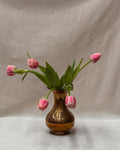 Tall rounded solid brass vase