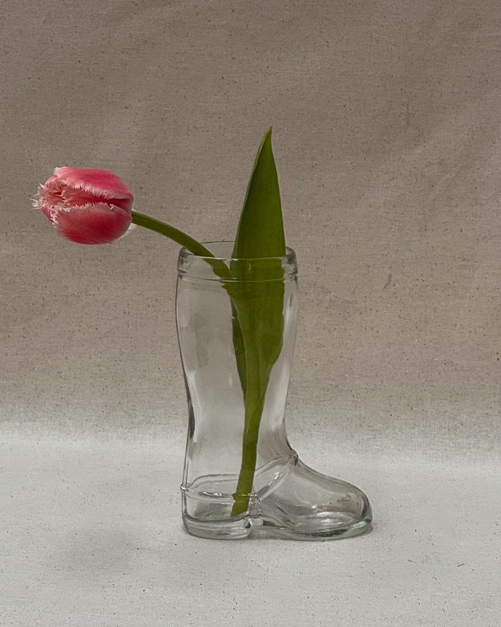 Glass boot vase