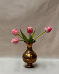 Brass vase with tapered neck and scalloped opening