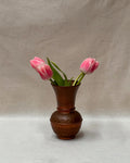 Hammered copper tapered vase with rounded base