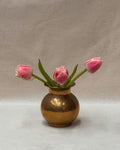 Short rounded solid brass vase