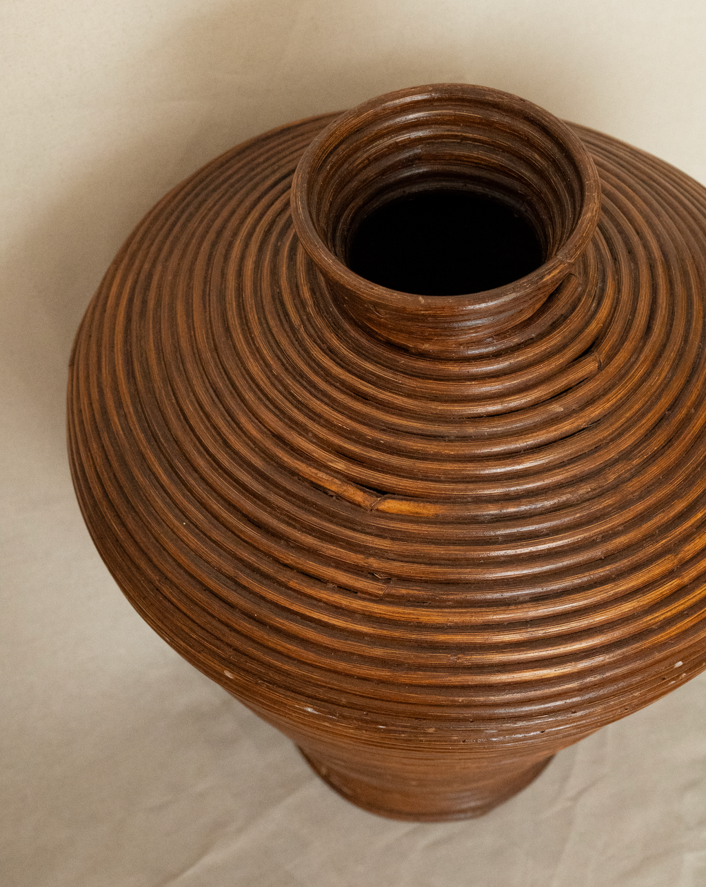 Large pencil reed woven urn vase