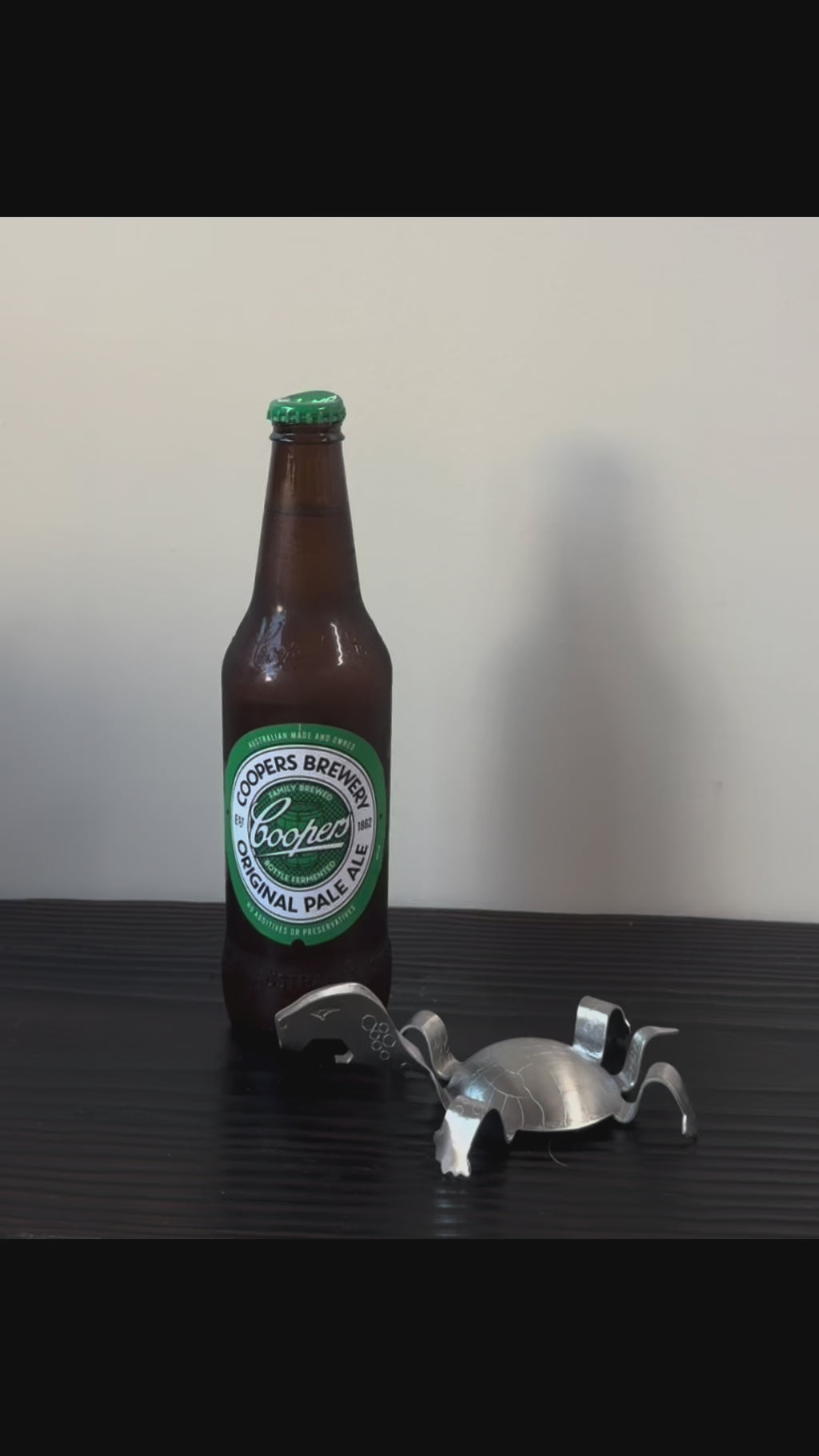 Stainless steel tortoise bottle opener/beer layerer